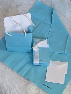 Tiffany & Co 18x18" Polishing Cloth Box Ribbon Bag Tissue Paper T&C Card Env NWT